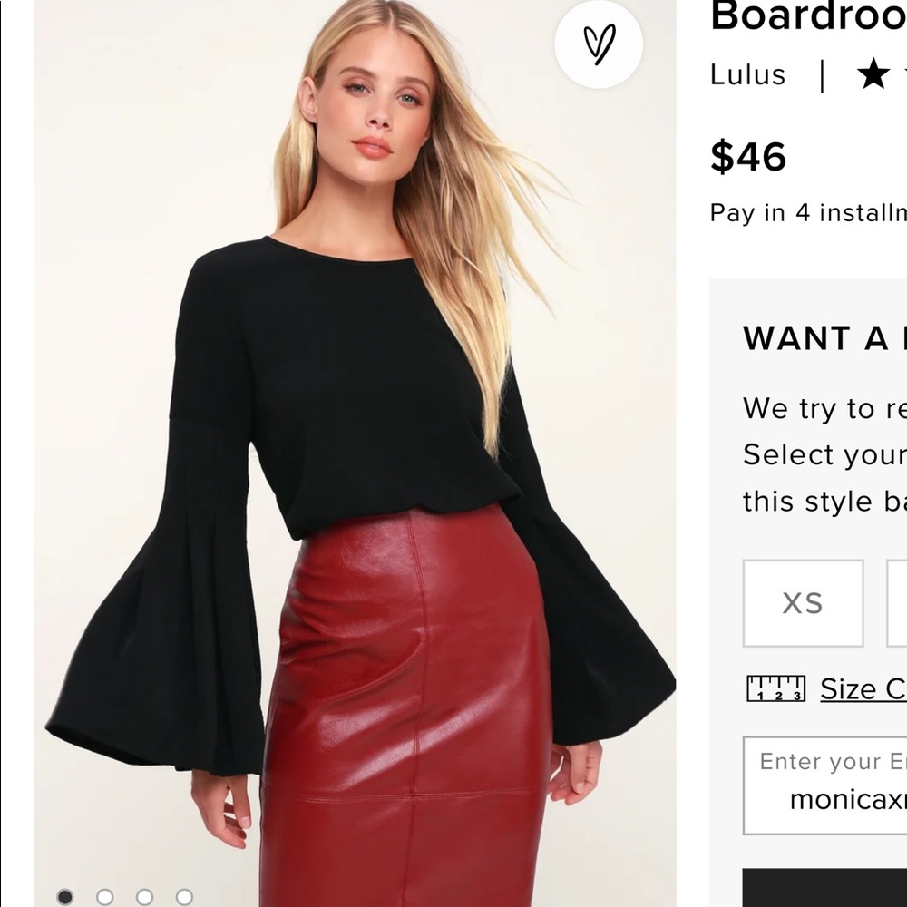 Long bell sleeve black top